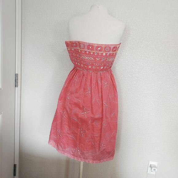 Cynthia Steffe Pink Embroidered Floral Tube Top Dress Size 10 - Picture 8 of 13